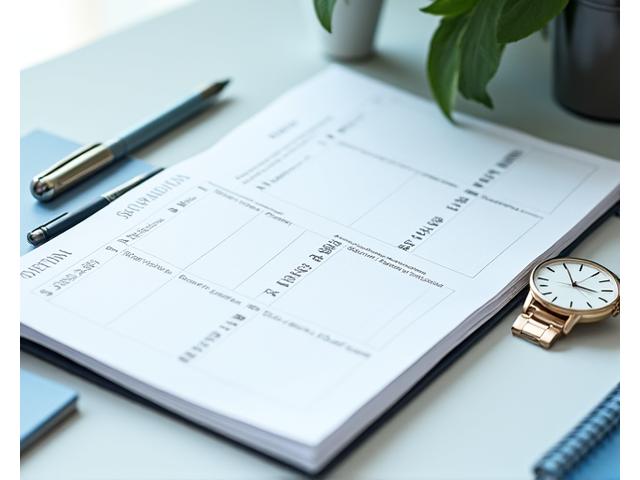 효율적인 시간 관리를 상징하는 깔끔한 아젠다와 시계