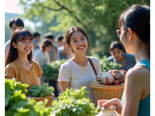 제로 웨이스트, 로컬 푸드, 그린 피트니스를 실천하는 사람들의 모습